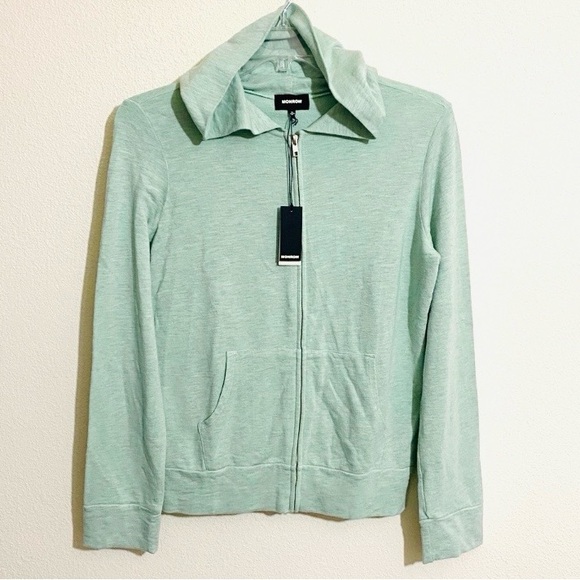 Monrow Tops - Monrow SuperSoft Rayon Cotton Full Zip Mint Hoodie Medium NWT